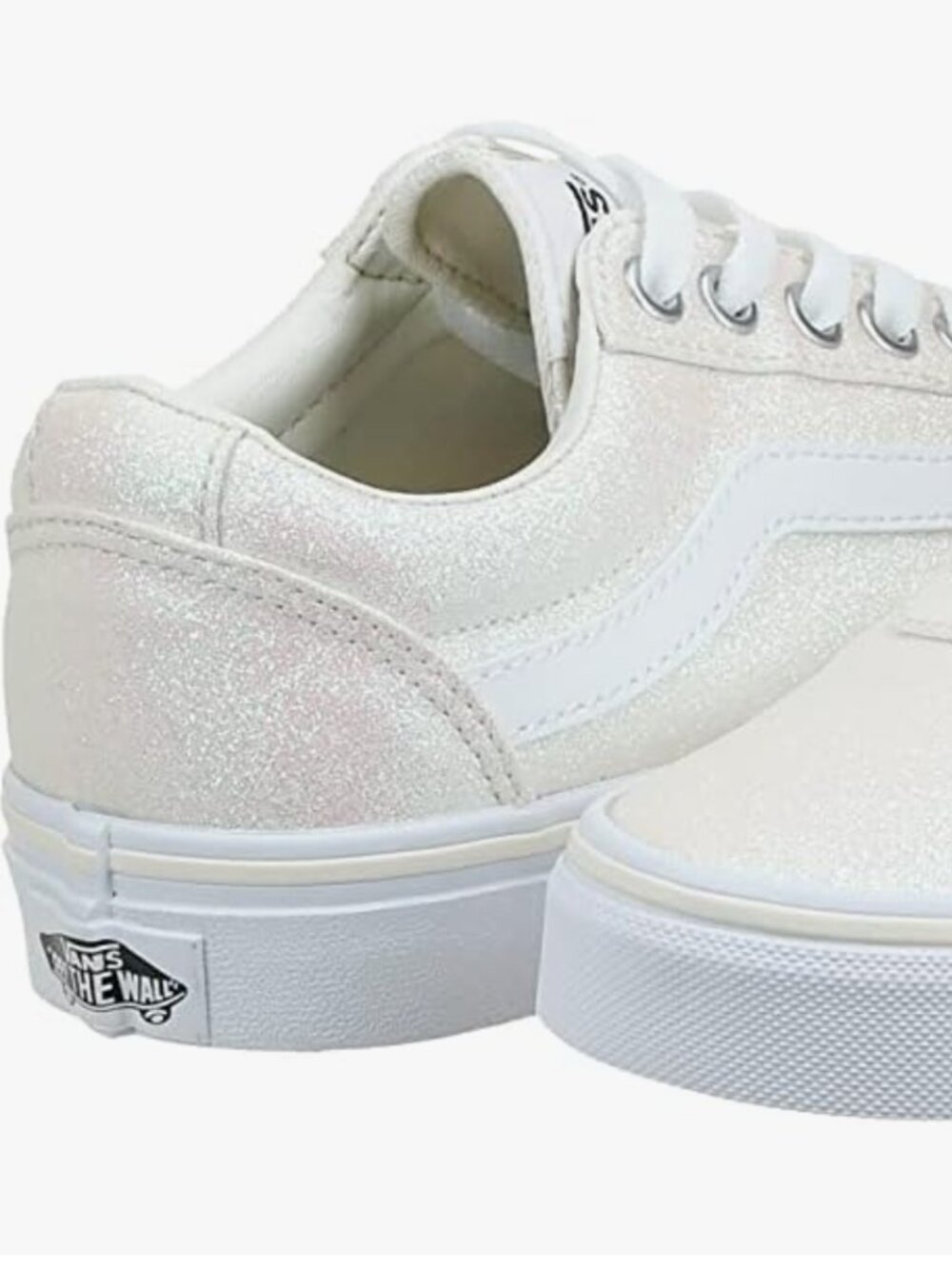 Vans old skool Kids Sz 1 Glitter White Classic Skateboard sneakers shoes